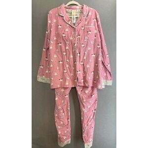 Munki Munki Women's XL Pink Cat Print Bamboo Cotton Pajama Set NWT